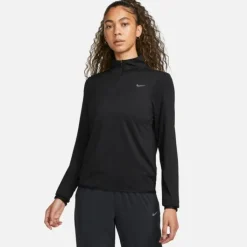 Nike T-shirt Et Manches Longues Running^Dri-FIT Swift Element UV Half Zip Noir