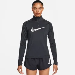 Nike T-shirt Et Manches Longues Running^Swoosh Dri-Fit 1/4-Zip Mid-Layer Noir