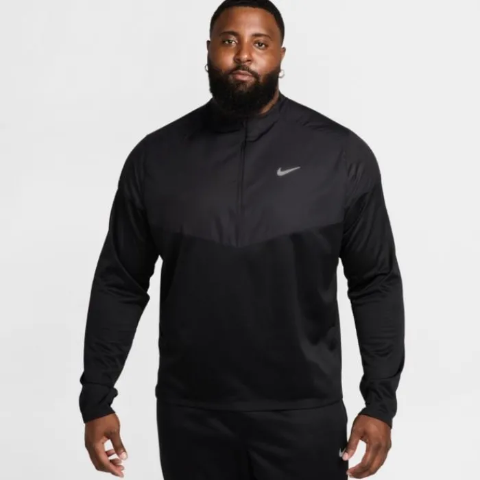Nike T-shirt Et Manches Longues Running^Therma-FIT Water-Repellent Sphere Element Half Zip Noir