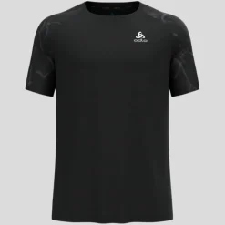 Odlo T-shirt Et Manches Longues Running^Essential Print T-Shirt Crew Neck Noir