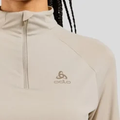 Odlo T-shirt Et Manches Longues Running^Essentials Ceramiwarm Mid Layer Half Zip Gris