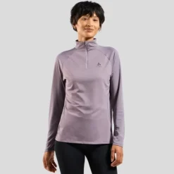 Odlo T-shirt Et Manches Longues Running^Essentials Ceramiwarm Mid Layer Half Zip Mauve