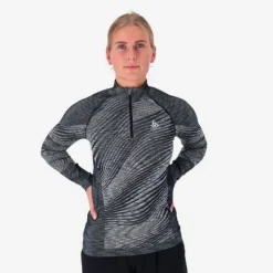 Odlo T-shirt Et Manches Longues Running^Top Turtle Neck Long Sleeve ½ Zip Noir