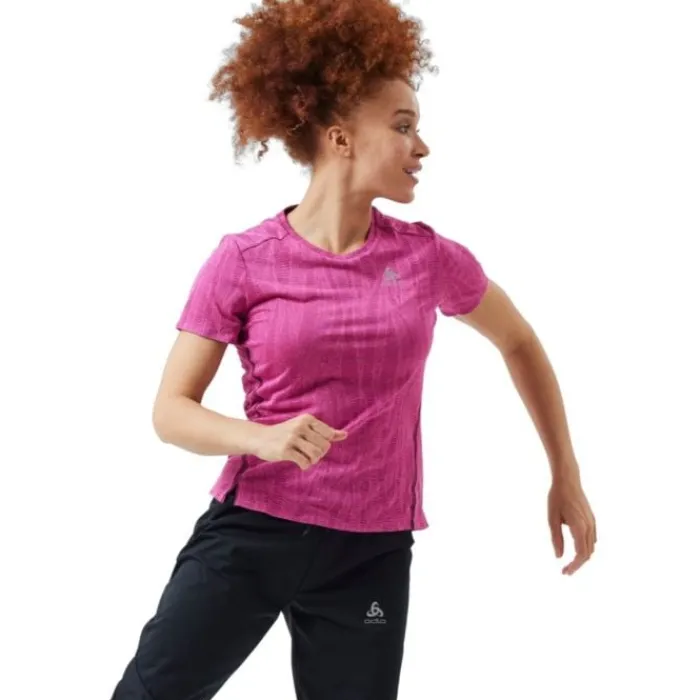 Odlo T-shirt Et Manches Longues Running^T-shirt Crew Neck Short Sleeve Zeroweight Rose