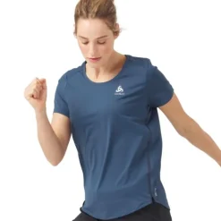Odlo T-shirt Et Manches Longues Running^T-shirt Short Sleeve Crew neck Zeroweight Bleu