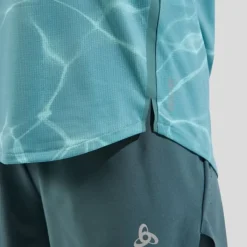 Odlo T-shirt Et Manches Longues Running^Zeroweight Chill-Tec Print T-Shirt Crew Neck Vert