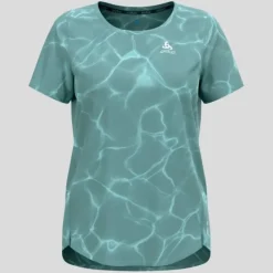 Odlo T-shirt Et Manches Longues Running^Zeroweight Chill-Tec Print T-Shirt Crew Neck Vert
