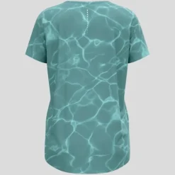 Odlo T-shirt Et Manches Longues Running^Zeroweight Chill-Tec Print T-Shirt Crew Neck Vert