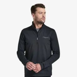 Saucony T-shirt Et Manches Longues Running^Solstice 1/4 Zip Noir