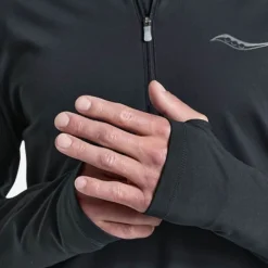 Saucony T-shirt Et Manches Longues Running^Solstice 1/4 Zip Noir