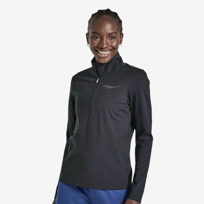 Saucony T-shirt Et Manches Longues Running^Solstice 1/4 Zip Noir