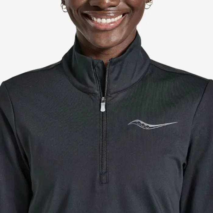 Saucony T-shirt Et Manches Longues Running^Solstice 1/4 Zip Noir