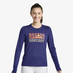 Saucony T-shirt Et Manches Longues Running^Stopwatch Graphic Long Sleeve Mauve