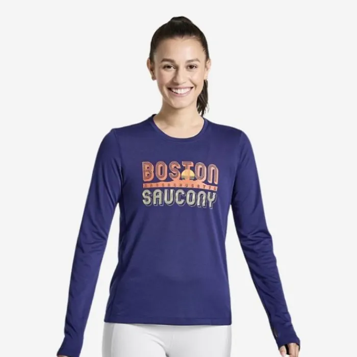 Saucony T-shirt Et Manches Longues Running^Stopwatch Graphic Long Sleeve Mauve