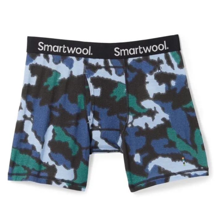 Smartwool Sous Vetement Sport^Merino Print Boxer Breif Boxed Bleu
