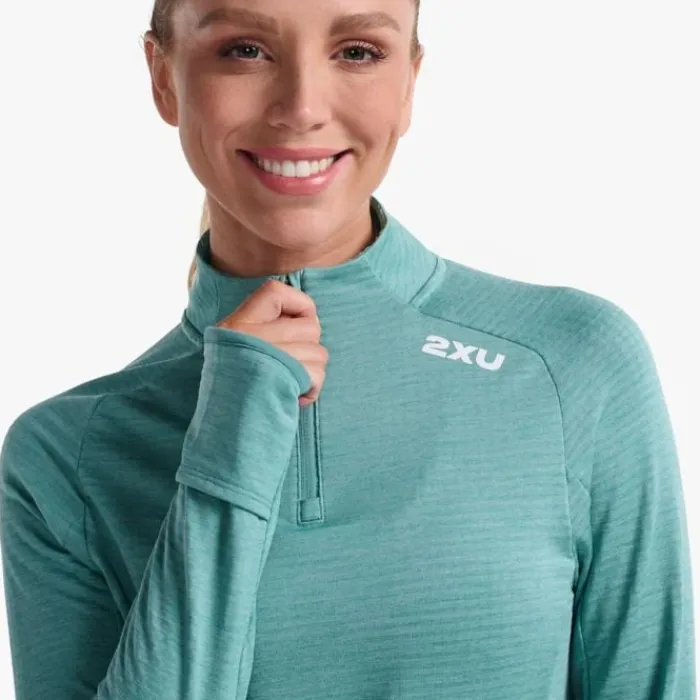 2XU T-shirt Et Manches Longues Running^Ignition 1/4 Zip Vert