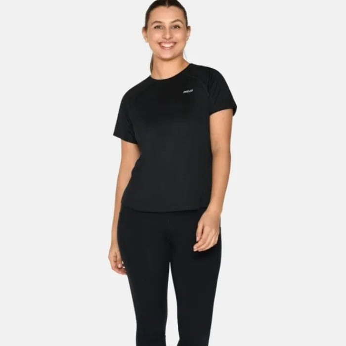 Zebdia T-shirt Et Manches Longues Running^Chest Print Sports SS Tee Noir