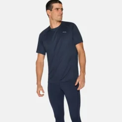 Zebdia T-shirt Et Manches Longues Running^Chest Print Sports SS Tee Bleu
